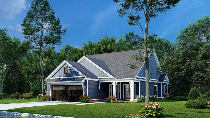 Country house plans 12-1635 - front exterior, 1,551 sq ft, 3 bed, 2 bath house plans | Monster House Plans