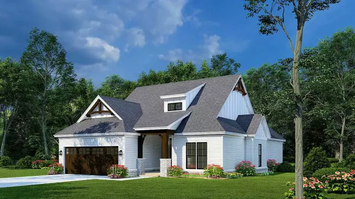 Cottage house plans 12-1638 - front exterior, 1,550 sq ft, 3 bed, 2 bath house plans | Monster House Plans