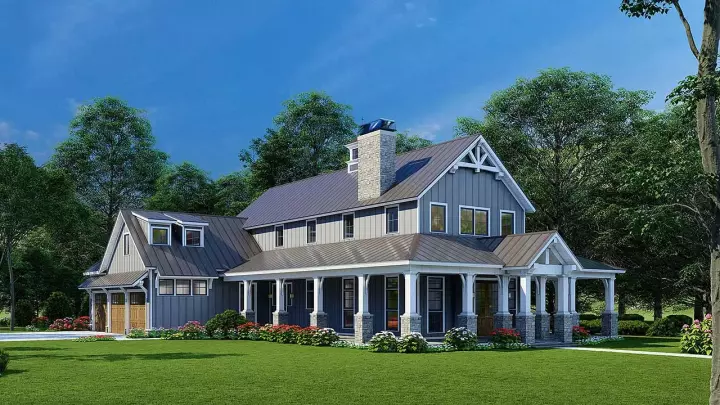 Modern Farmhouse house plans 12-1644 - front exterior, 3,020 sq ft, 3 bed, 3 bath house plans | Monster House Plans