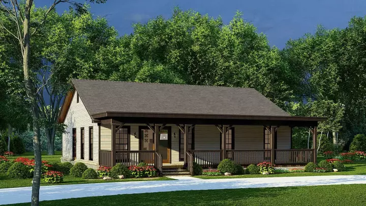 Country house plans 12-1649 - front exterior, 1,367 sq ft, 2 bed, 2 bath house plans | Monster House Plans