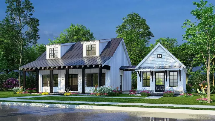 Modern Farmhouse house plans 12-1650 - front exterior, 1,649 sq ft, 3 bed, 3 bath house plans | Monster House Plans