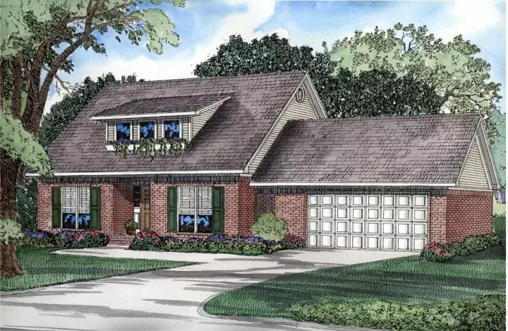 Traditional house plans 12-166 - front exterior, 1,713 sq ft, 3 bed, 2 bath house plans | Monster House Plans