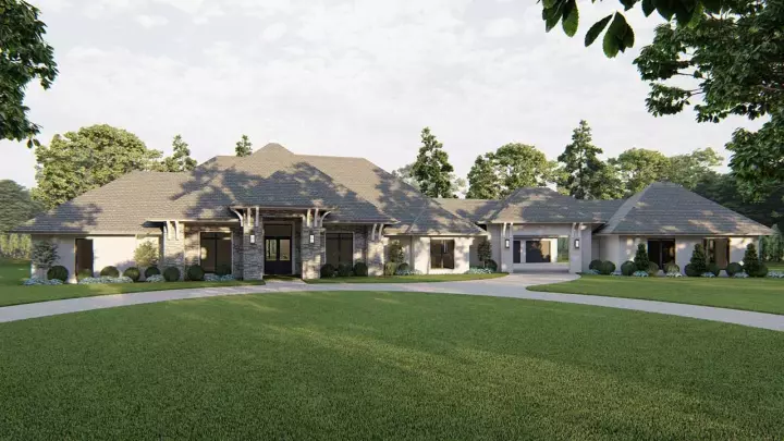 European house plans 12-1664 - front exterior, 4,834 sq ft, 4 bed, 4 bath house plans | Monster House Plans