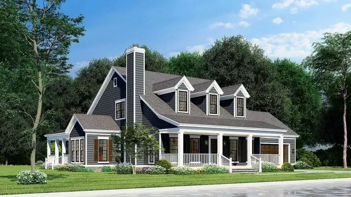Farmhouse house plans 12-1666 - front exterior, 2,119 sq ft, 4 bed, 3 bath house plans | Monster House Plans