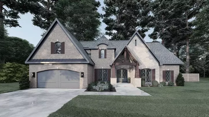 European house plans 12-1670 - front exterior, 2,570 sq ft, 4 bed, 4 bath house plans | Monster House Plans