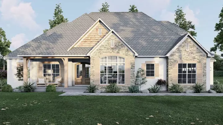 Traditional house plans 12-1687 - front exterior, 2,199 sq ft, 3 bed, 2 bath house plans | Monster House Plans