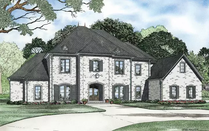 European house plans 12-1691 - front exterior, 5,835 sq ft, 4 bed, 4 bath house plans | Monster House Plans