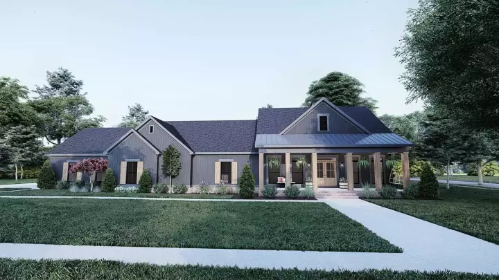 Modern Farmhouse house plans 12-1693 - front exterior, 3,046 sq ft, 3 bed, 2 bath house plans | Monster House Plans