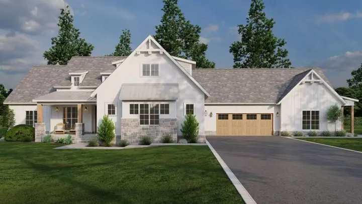 Modern Farmhouse house plans 12-1695 - front exterior, 2,715 sq ft, 5 bed, 3 bath house plans | Monster House Plans