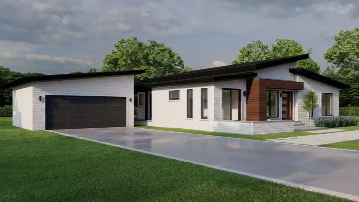 Modern house plans 12-1707 - front exterior, 1,881 sq ft, 3 bed, 2 bath house plans | Monster House Plans