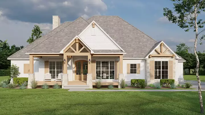 Craftsman house plans 12-1711 - front exterior, 2,442 sq ft, 3 bed, 3 bath house plans | Monster House Plans