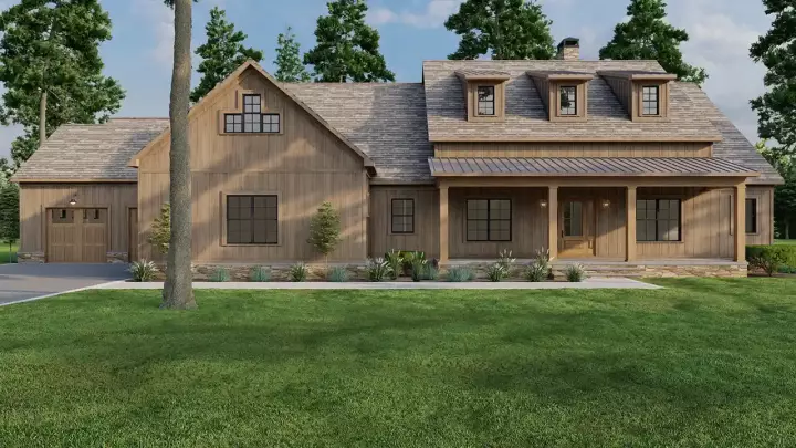 Mountain Rustic house plans 12-1715 - front exterior, 2,173 sq ft, 3 bed, 2 bath house plans | Monster House Plans