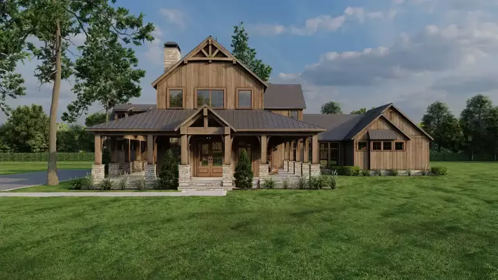 Mountain Rustic house plans 12-1728 - front exterior, 3,723 sq ft, 4 bed, 4 bath house plans | Monster House Plans
