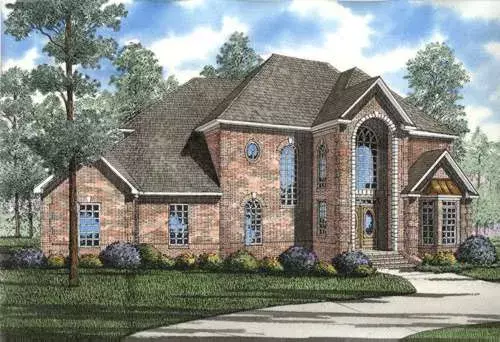 European house plans 12-175 - front exterior, 2,653 sq ft, 3 bed, 2 bath house plans | Monster House Plans