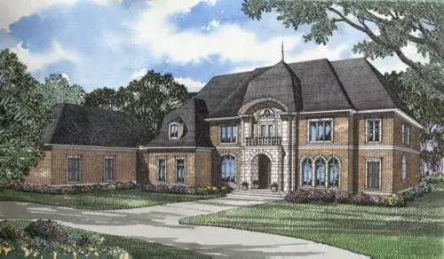 European house plans 12-177 - front exterior, 7,338 sq ft, 4 bed, 4 bath house plans | Monster House Plans