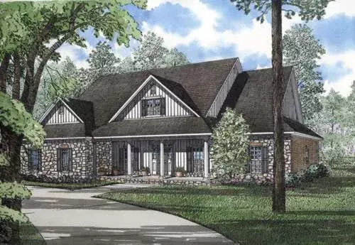 Country house plans 12-183 - front exterior, 4,094 sq ft, 5 bed, 3 bath house plans | Monster House Plans
