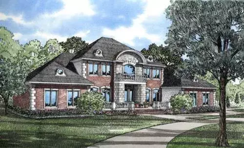 European house plans 12-197 - front exterior, 4,446 sq ft, 4 bed, 3 bath house plans | Monster House Plans