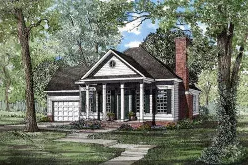 Southern house plans 12-208 - front exterior, 1,172 sq ft, 2 bed, 2 bath house plans | Monster House Plans
