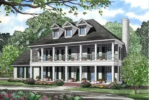 Southern Colonial house plans 12-213 - front exterior, 2,268 sq ft, 3 bed, 2 bath house plans | Monster House Plans