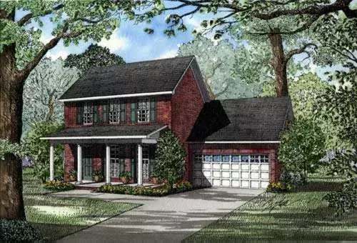 Southern Colonial house plans 12-233 - front exterior, 1,595 sq ft, 3 bed, 2 bath house plans | Monster House Plans