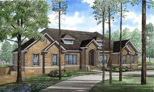 European house plans 12-250 - front exterior, 5,129 sq ft, 4 bed, 4 bath house plans | Monster House Plans