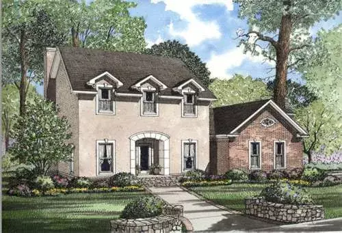 European house plans 12-262 - front exterior, 2,288 sq ft, 3 bed, 2 bath house plans | Monster House Plans