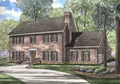 Early American house plans 12-265 - front exterior, 3,661 sq ft, 4 bed, 2 bath house plans | Monster House Plans