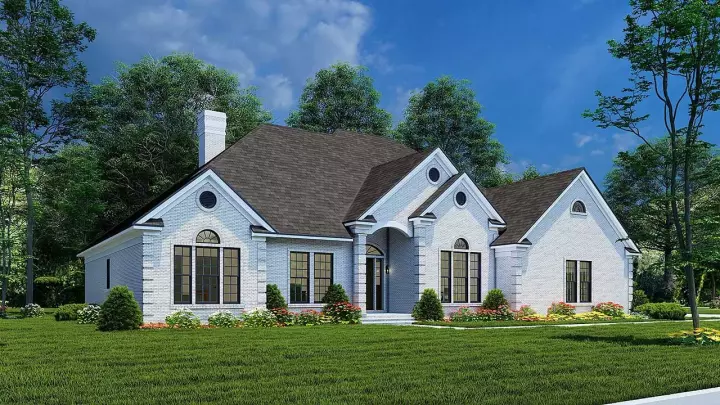 European house plans 12-298 - front exterior, 2,534 sq ft, 3 bed, 2 bath house plans | Monster House Plans