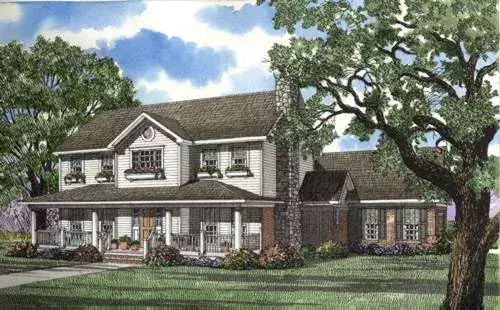 Country house plans 12-300 - front exterior, 2,582 sq ft, 4 bed, 2 bath house plans | Monster House Plans