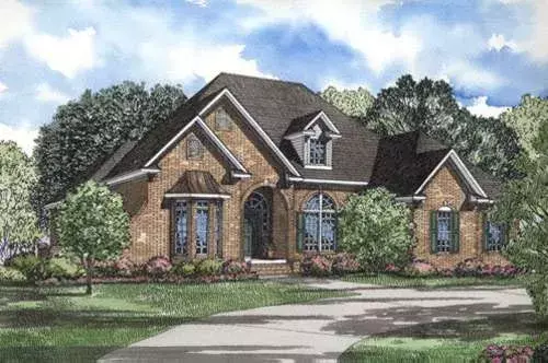 European house plans 12-306 - front exterior, 2,606 sq ft, 4 bed, 2 bath house plans | Monster House Plans