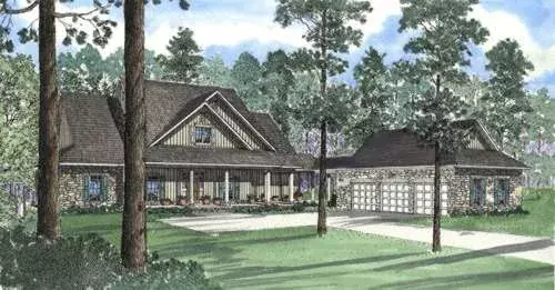Country house plans 12-318 - front exterior, 4,131 sq ft, 5 bed, 3 bath house plans | Monster House Plans