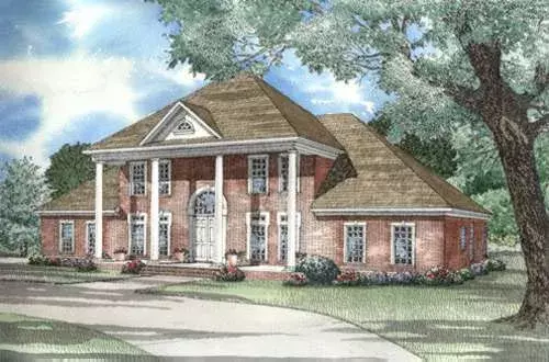 Southern Colonial house plans 12-326 - front exterior, 3,955 sq ft, 5 bed, 4 bath house plans | Monster House Plans