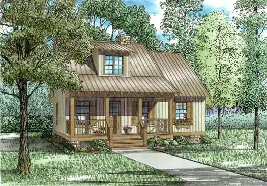 Country house plans 12-336 - front exterior, 1,378 sq ft, 3 bed, 2 bath house plans | Monster House Plans
