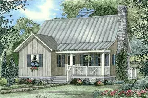 Country house plans 12-343 - front exterior, 1,178 sq ft, 2 bed, 2 bath house plans | Monster House Plans