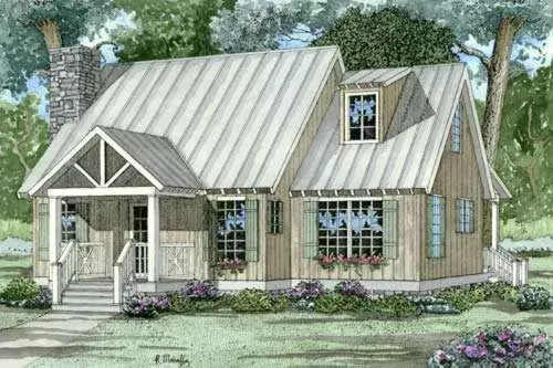 Country house plans 12-344 - front exterior, 1,425 sq ft, 2 bed, 2 bath house plans | Monster House Plans