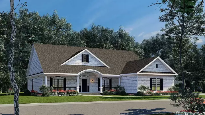 Cottage house plans 12-380 - front exterior, 2,286 sq ft, 4 bed, 2 bath house plans | Monster House Plans