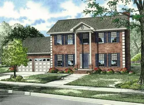 Southern Colonial house plans 12-384 - front exterior, 2,132 sq ft, 4 bed, 2 bath house plans | Monster House Plans