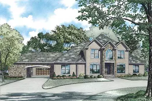 European house plans 12-396 - front exterior, 3,818 sq ft, 4 bed, 4 bath house plans | Monster House Plans
