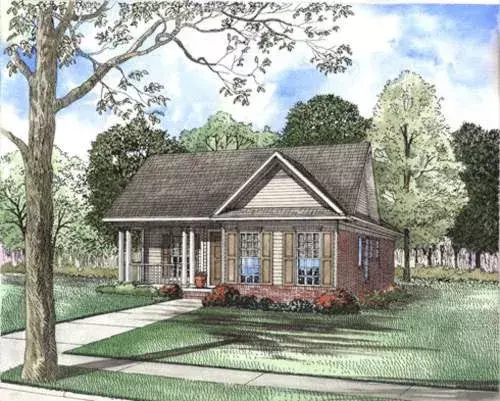 Southern house plans 12-407 - front exterior, 1,263 sq ft, 3 bed, 2 bath house plans | Monster House Plans