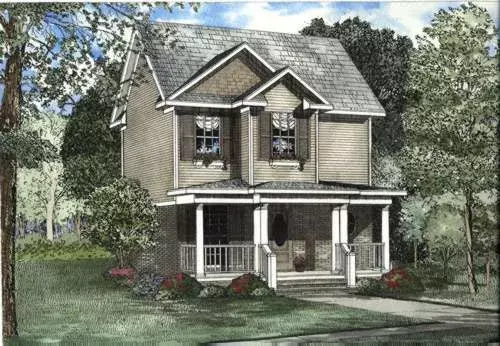 Southern house plans 12-408 - front exterior, 980 sq ft, 2 bed, 2 bath house plans | Monster House Plans