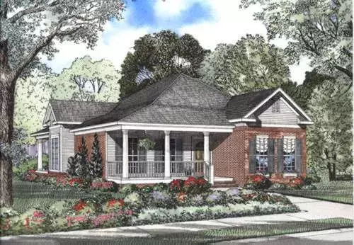 Southern house plans 12-412 - front exterior, 1,601 sq ft, 3 bed, 2 bath house plans | Monster House Plans