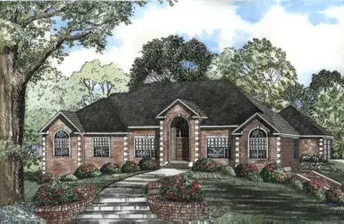 European house plans 12-413 - front exterior, 4,838 sq ft, 4 bed, 4 bath house plans | Monster House Plans