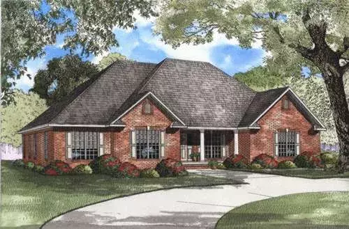 Traditional house plans 12-422 - front exterior, 2,394 sq ft, 4 bed, 2 bath house plans | Monster House Plans