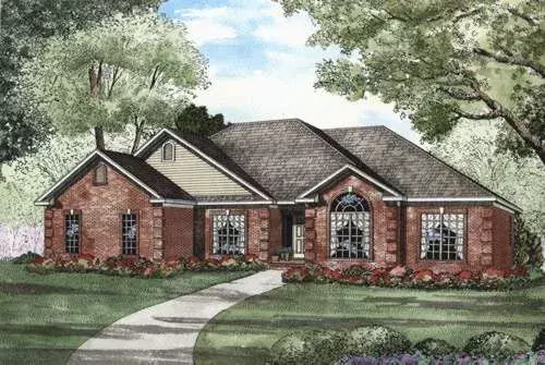 Traditional house plans 12-425 - front exterior, 2,022 sq ft, 4 bed, 3 bath house plans | Monster House Plans