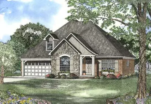 French Country house plans 12-443 - front exterior, 2,290 sq ft, 4 bed, 2 bath house plans | Monster House Plans