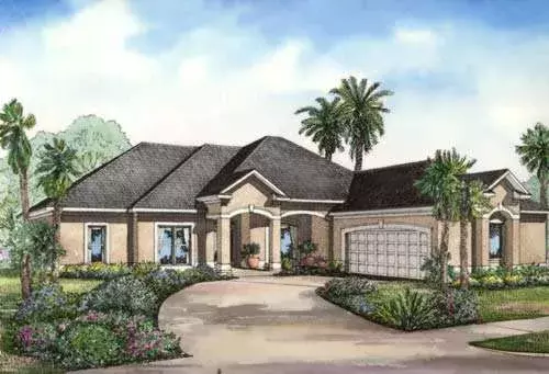 Mediterranean house plans 12-465 - front exterior, 2,501 sq ft, 4 bed, 3 bath house plans | Monster House Plans