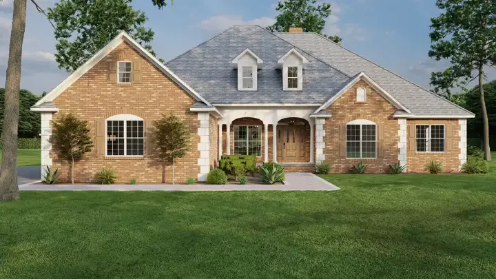 European house plans 12-469 - front exterior, 2,405 sq ft, 4 bed, 3 bath house plans | Monster House Plans