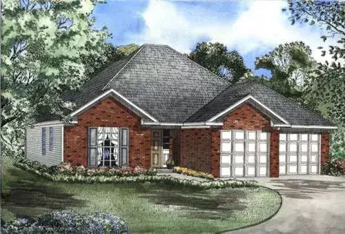 Traditional house plans 12-484 - front exterior, 1,435 sq ft, 3 bed, 2 bath house plans | Monster House Plans