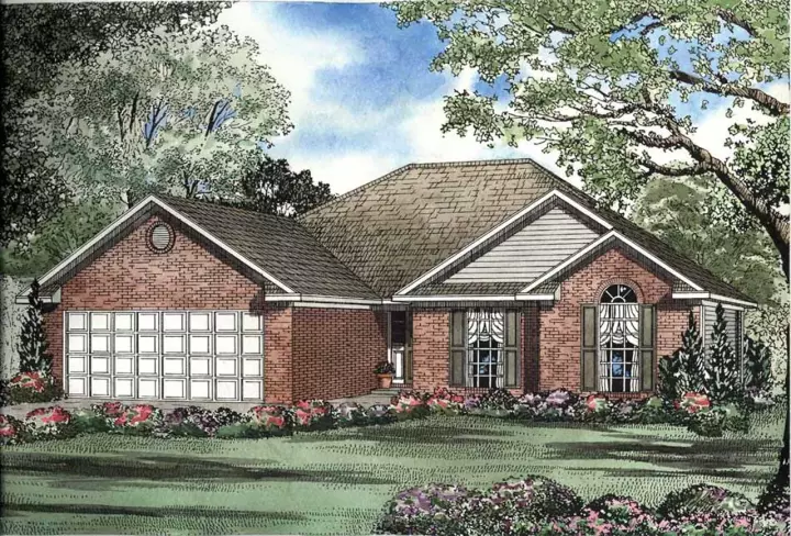 Traditional house plans 12-486 - front exterior, 1,483 sq ft, 3 bed, 2 bath house plans | Monster House Plans