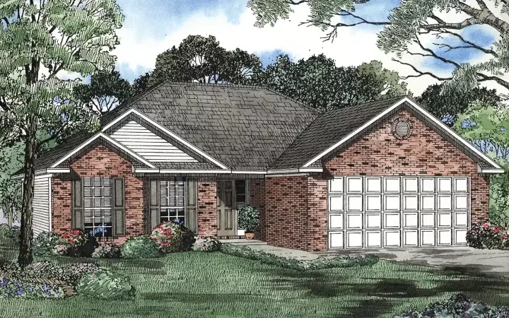 Traditional house plans 12-487 - front exterior, 1,304 sq ft, 2 bed, 2 bath house plans | Monster House Plans